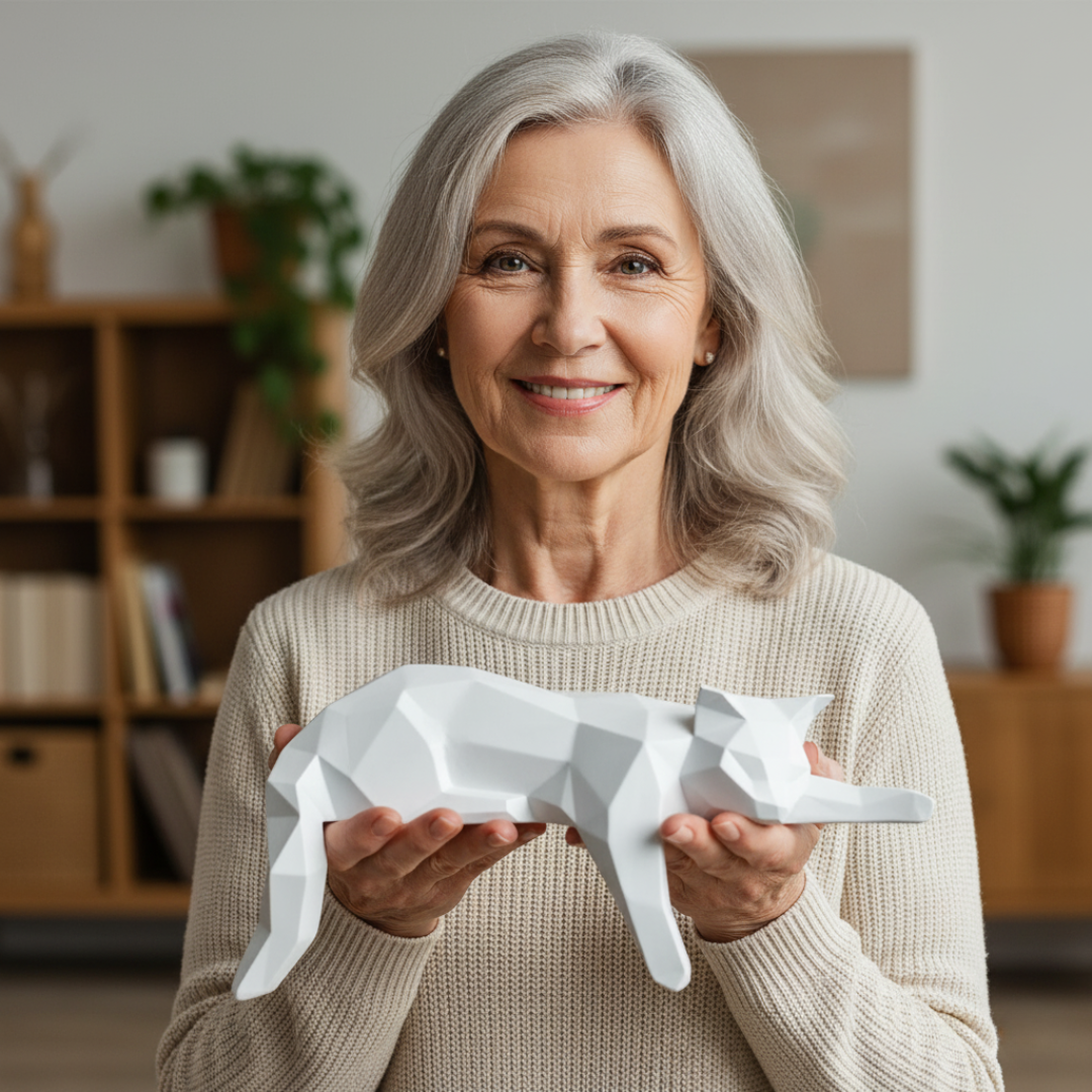 Elvianne - Geometric Cat Sculpture