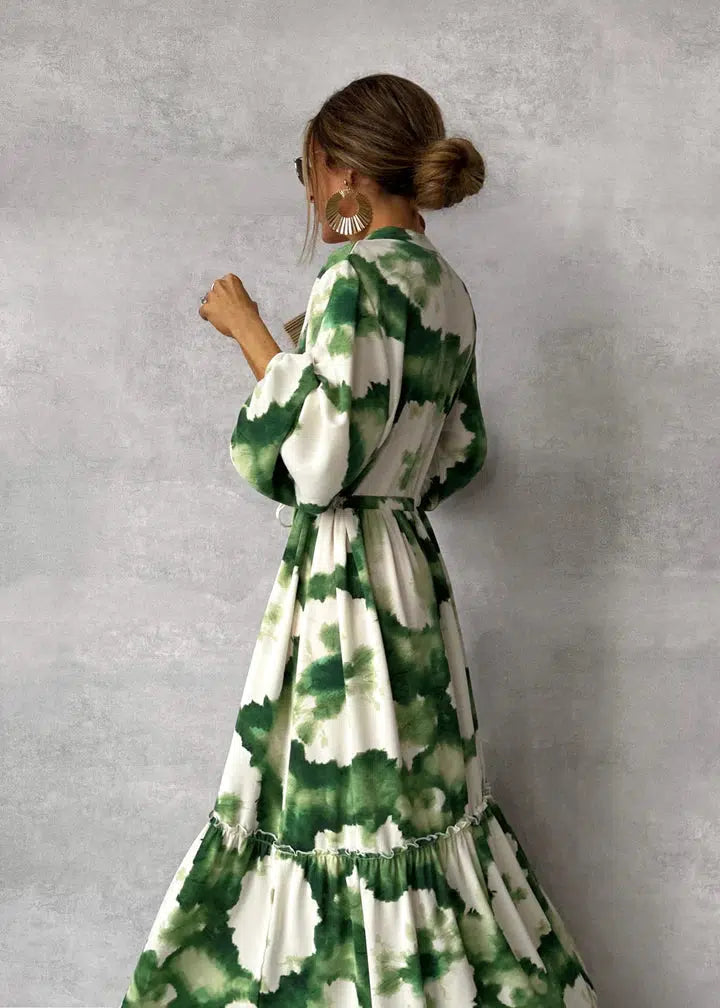 Green Envy™ | Soft Maxi Dress with Elegant V-Neck