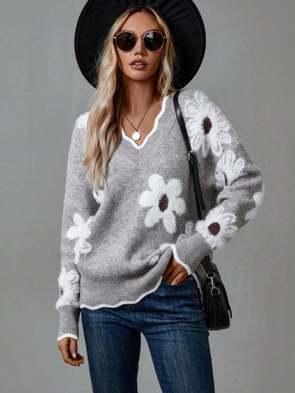 CLARA - FLATTERING V-NECK FLORAL JUMPER