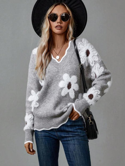 CLARA - FLATTERING V-NECK FLORAL JUMPER