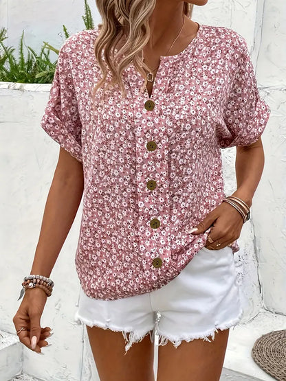 Tressa – Button-Front Floral Blouse