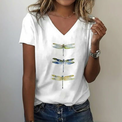 Ruth - Casual T-Shirt With Dragonfly Print