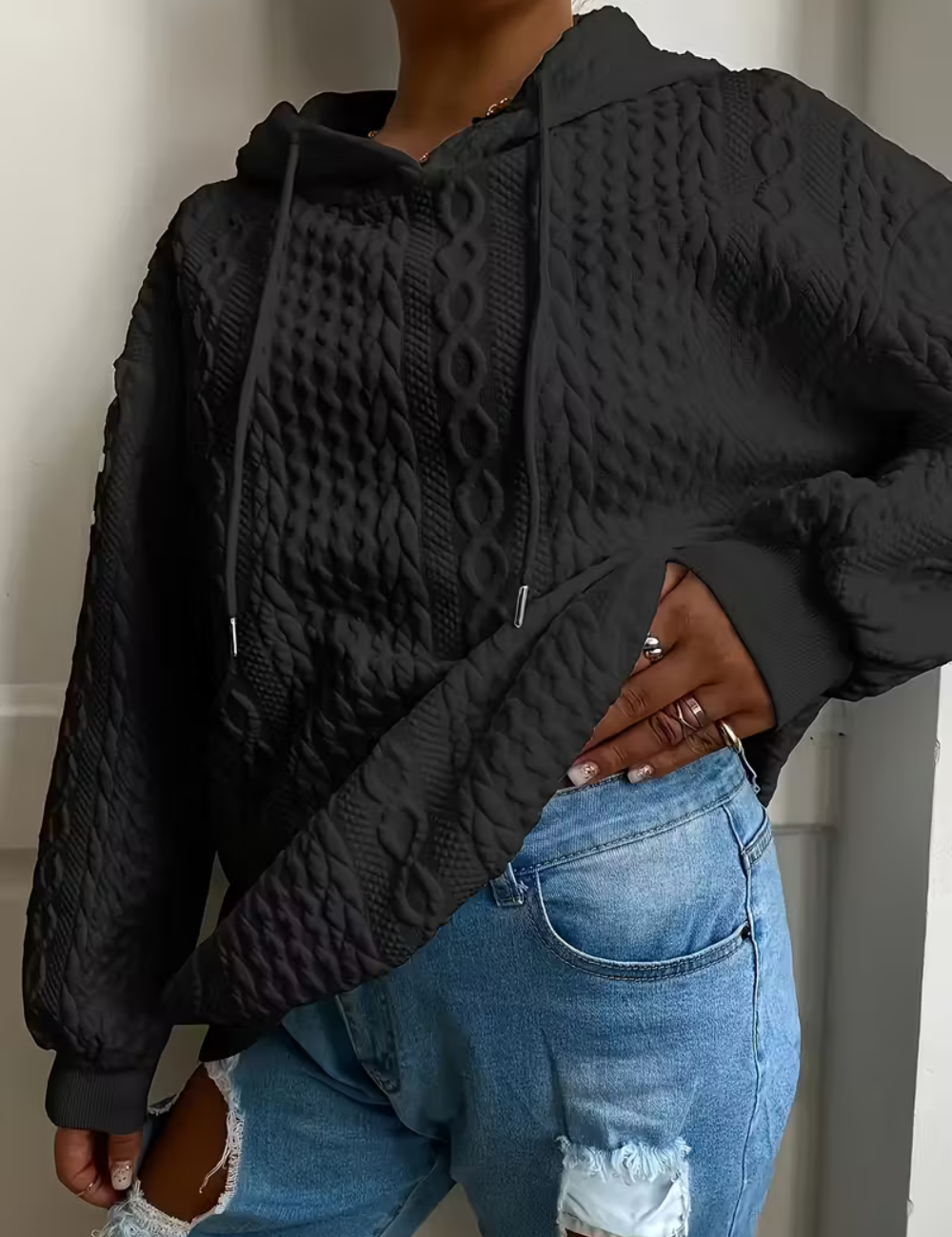 Clara  – Ladies' Cable Knit Hoodie