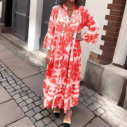 Janella – Printed Flared Maxi Dress