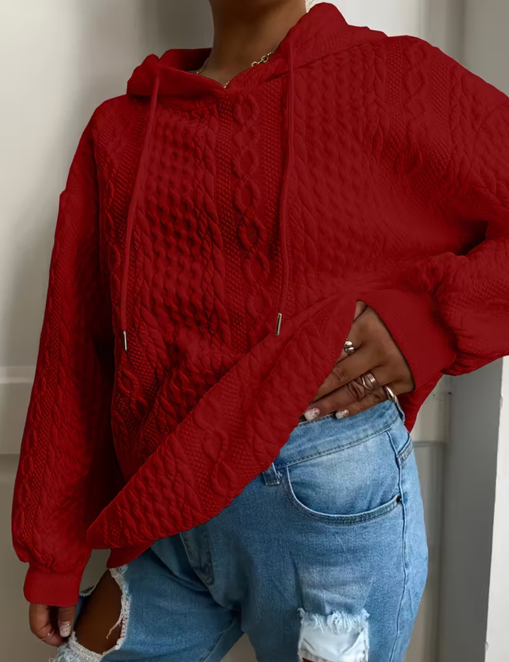 Clara  – Ladies' Cable Knit Hoodie