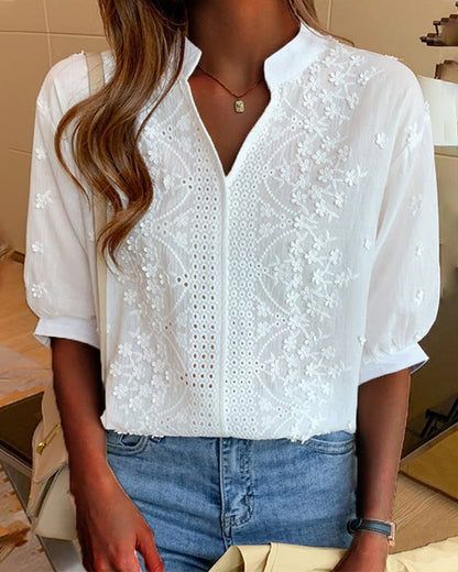 Nina | Elegant White Blouse with Puff Sleeves