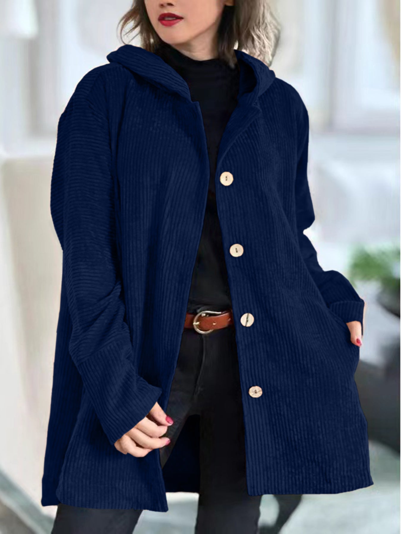 Floryn | Cozy Corduroy Hooded Jacket