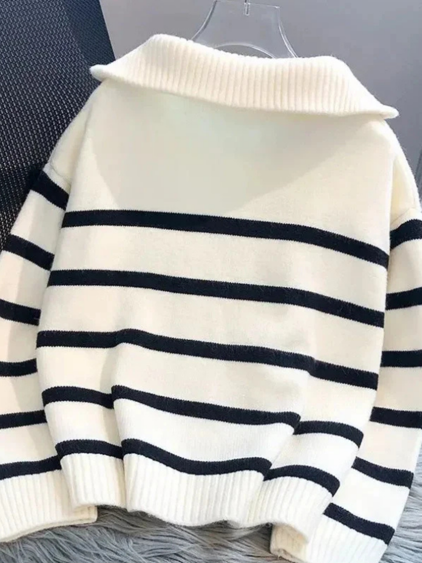 Astrid – Ladies' half-zip striped jumper