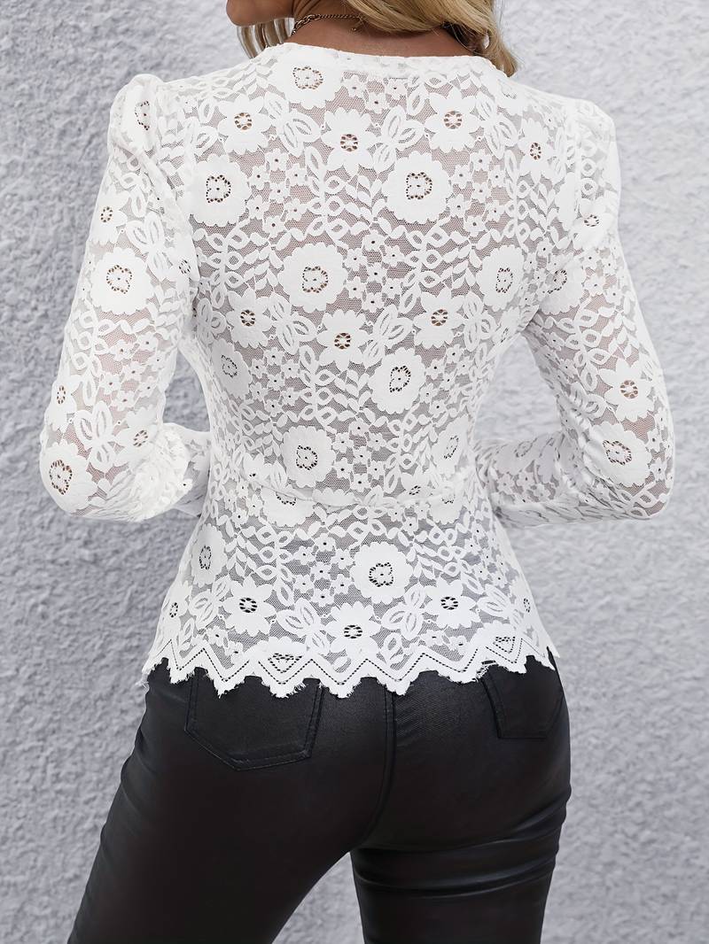 Isabelle | Elegant Long-Sleeve Lace Blouse for Women