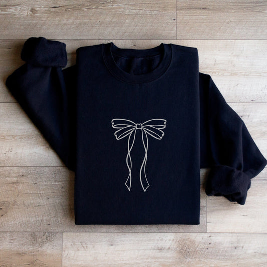 Grace™ | Soft & Stylish Black Bow Sweatshirt