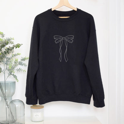 Grace™ | Soft & Stylish Black Bow Sweatshirt
