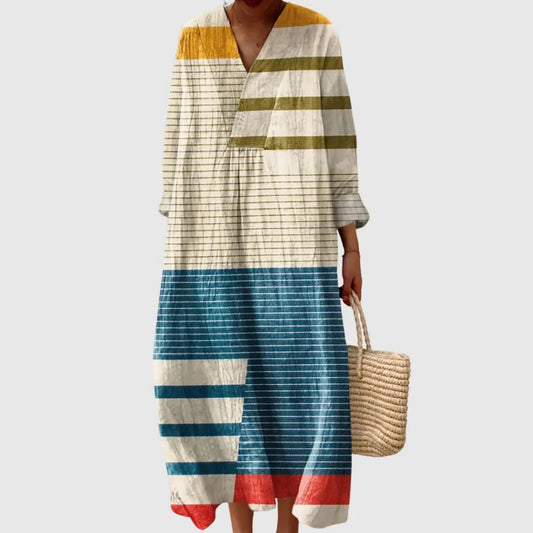 Florence | Coastal Stripe Patchwork Dress