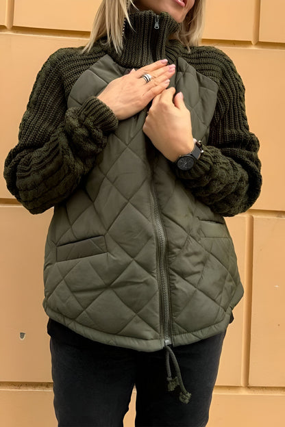 Therese | Patchwork Knit Zip Jacket