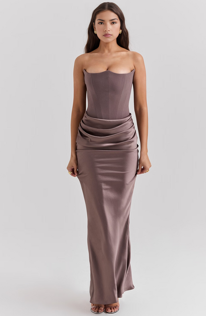 Kythira | Strapless Satin Dress