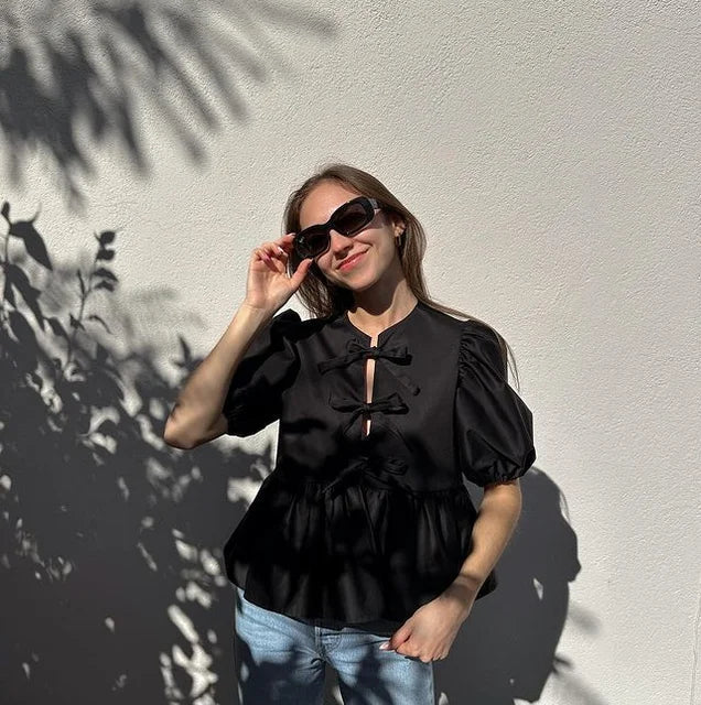 Isabella | Chic Leopard Print Blouse with Puff Sleeves