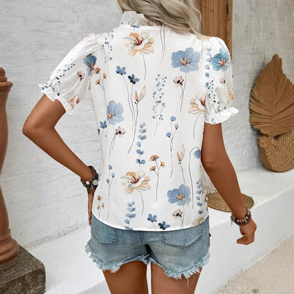 Quinley – Ruffle Trim Floral Blouse