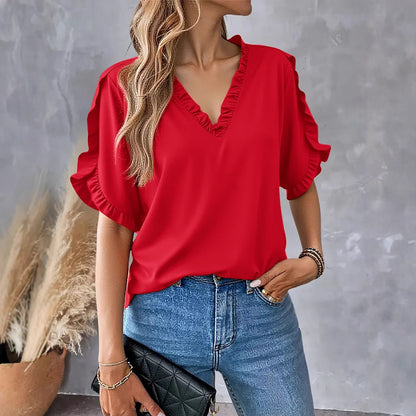 Scarlette – Ruffle Trim V-Neck Blouse
