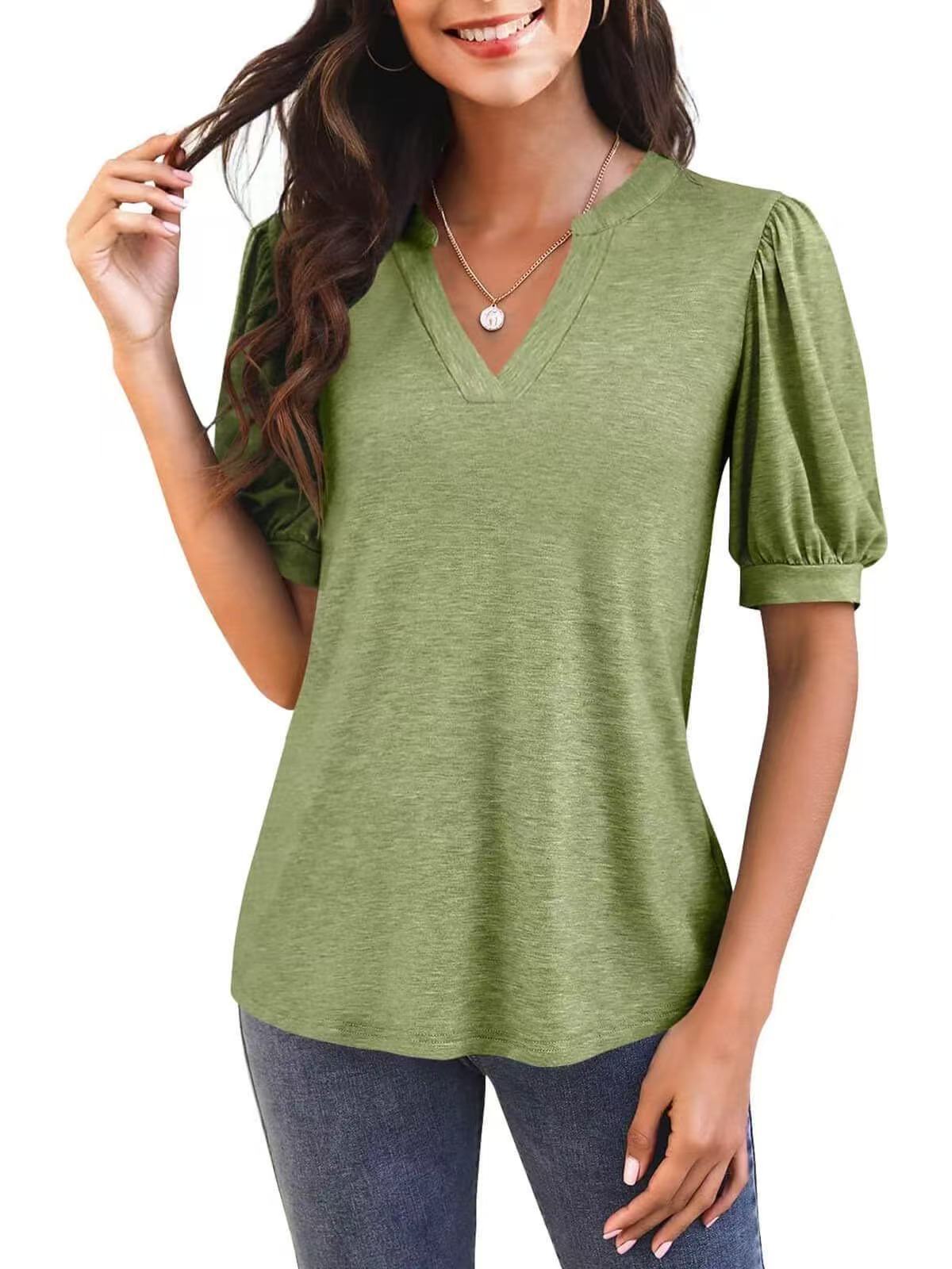 Averyn – Puff Sleeve V-Neck Top