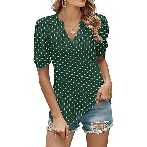 Brienne – Polka Dot V-Neck Blouse