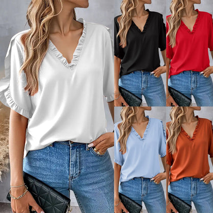 Scarlette – Ruffle Trim V-Neck Blouse