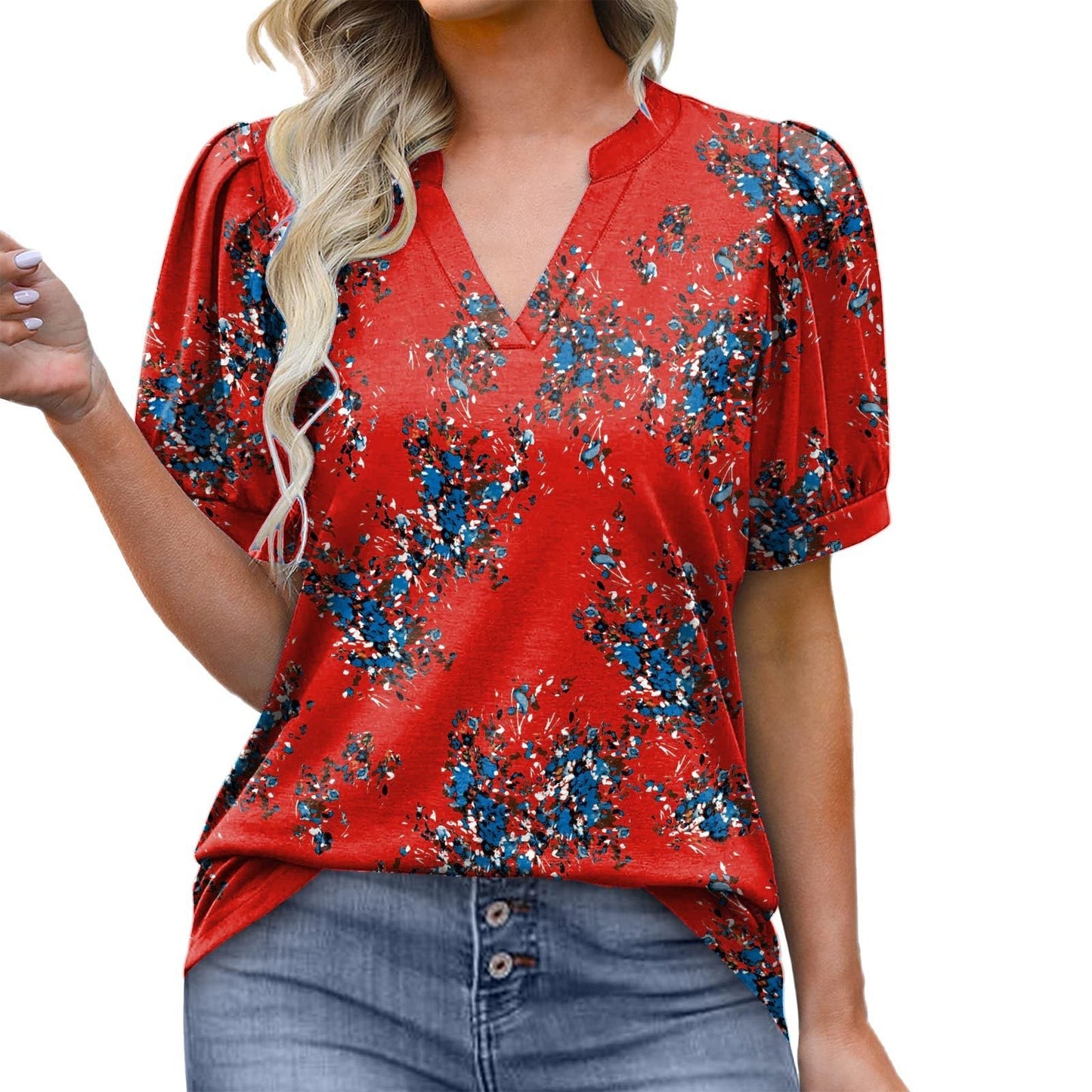 Marit – V-Neck Puff Sleeve Blouse