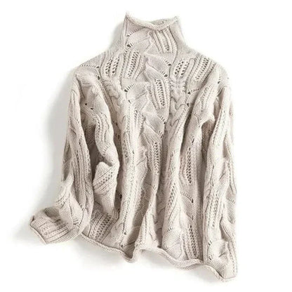Jennan - Comfortable Cable Knit Turtleneck Jumper