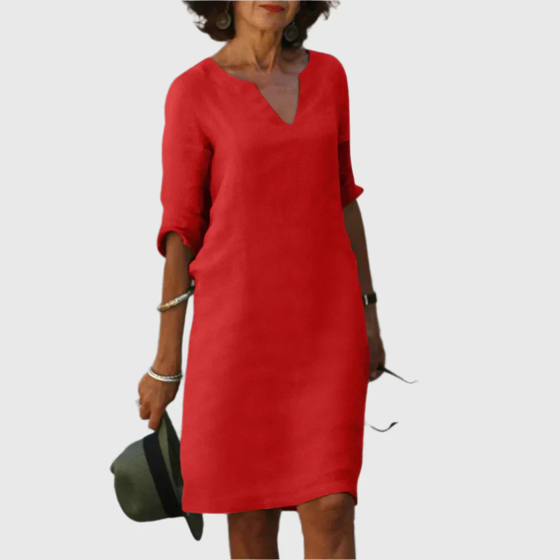 Lisa - Mini dress with V neckline and 3/4 sleeves