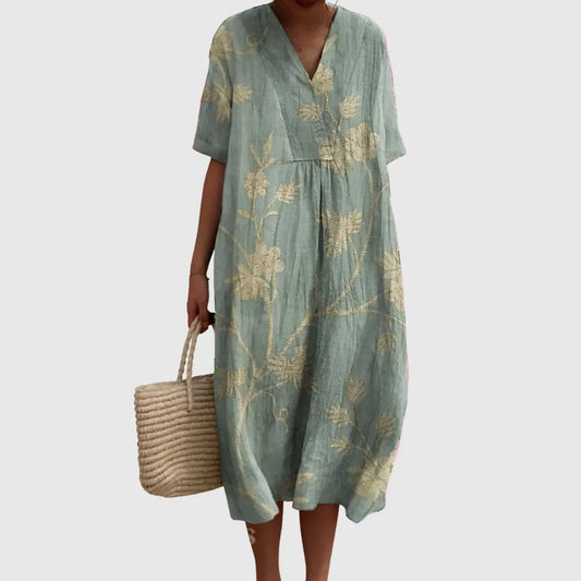 Iris | Sage Vine Embroidered Midi Dress