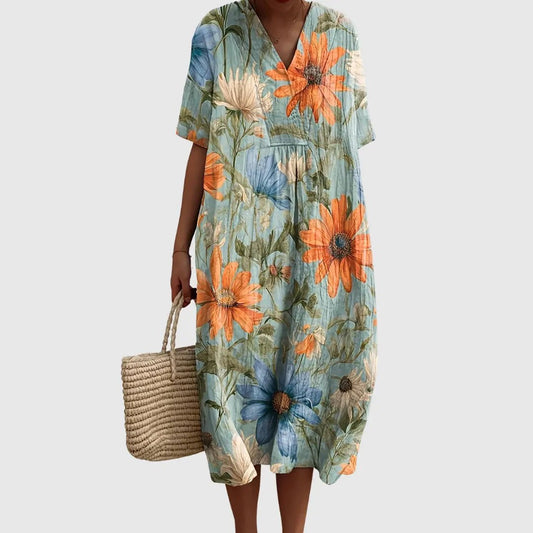 Flora | Sun-Kissed Meadow Floral Midi Dress