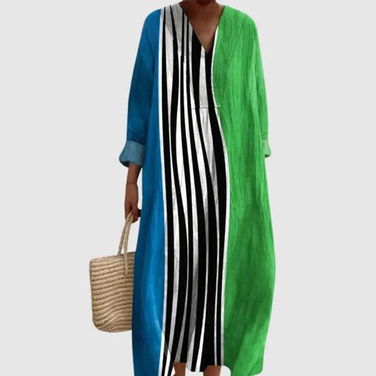 Kehlani | Colourblock Vertical Stripe Maxi Dress