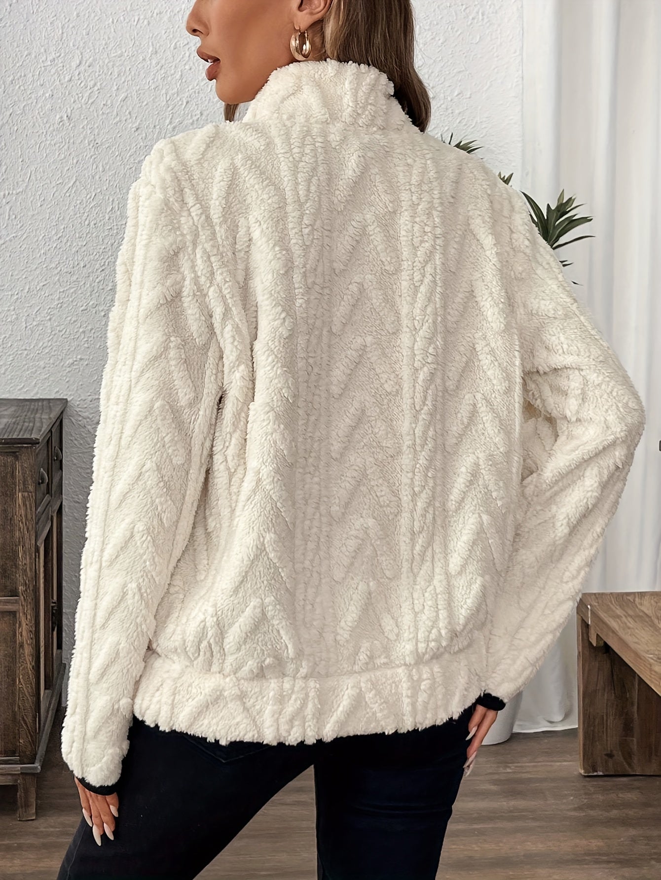 Evodia - Cosy Cable Knit Half-zip Jumper
