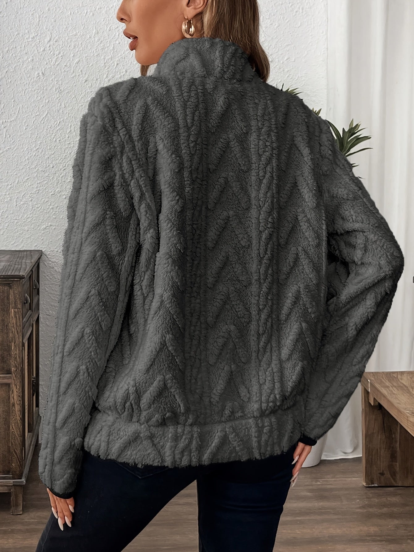 Evodia - Cosy Cable Knit Half-zip Jumper