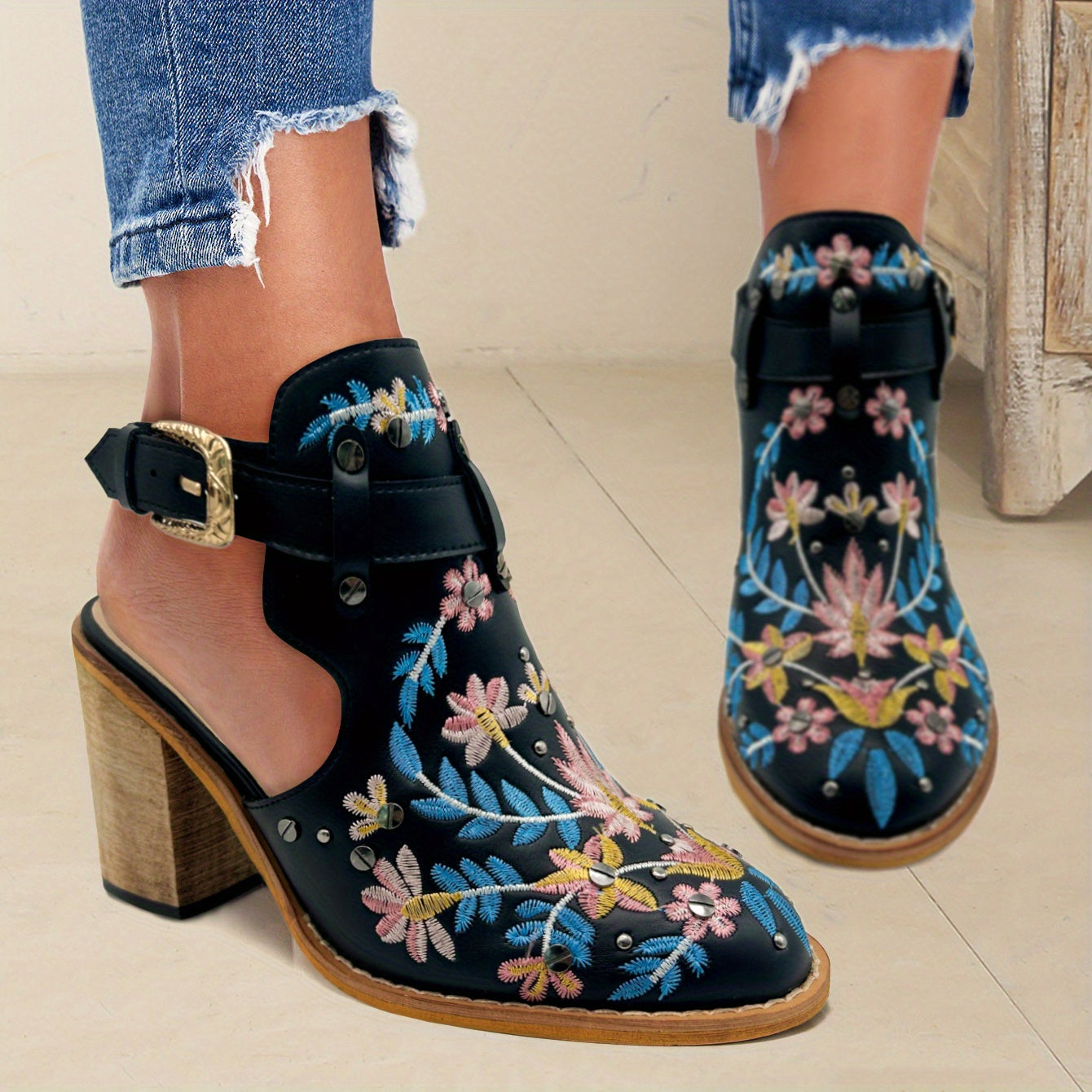 Rosine | Vintage Floral Ankle Boots