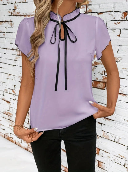 Zinnia – Ruffle Tie-Neck Blouse